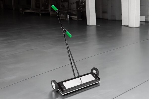 Pojízdná magnetická metla s ovladací pákou. Pojízdná magnetická metla s ovladací pákou