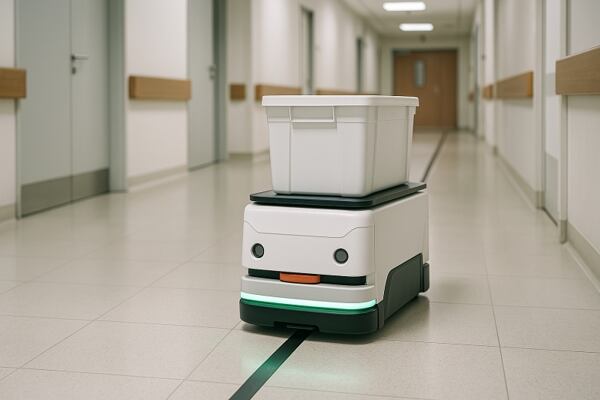 AGV vozík naváděný magnetickou páskou. AGV vozík naváděný magnetickou páskou