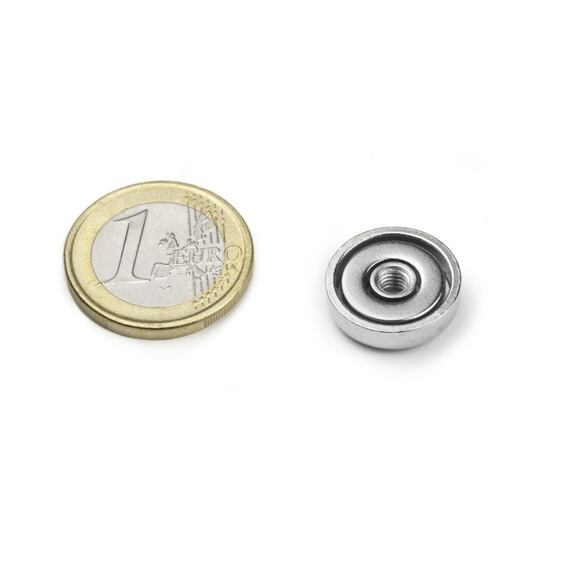 Neodymový magnetický úchyt, kruhový Ø 16 mm, vnitřní závit M4, síla 5,2 kg