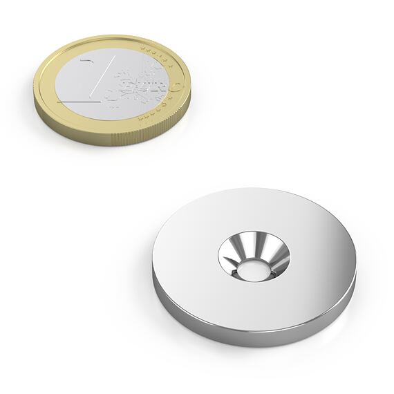 Neodymový kruhový magnet Ø 27/9,5-4,5 mm, v. 4 mm, M4, síla 8 kg