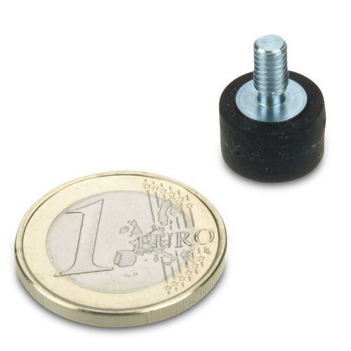 Pogumovaný neodymový magnetický úchyt, kruhový Ø 12 mm, závitový čep M4, síla: 1,3 kg
