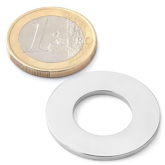Neodymový kruhový magnet Ø 29/15 mm, v. 1,6 mm, do 150 °C, síla 1,1 kg