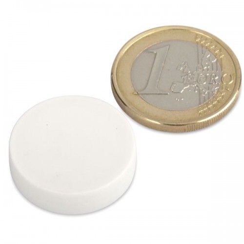 Neodymový magnet kotouč Ø 22 mm, v. 6 mm, bílý, vodotěsný plast, síla 4,1 kg