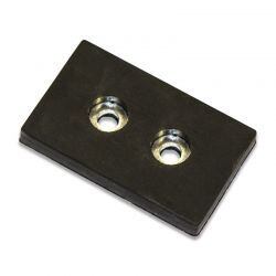 Pogumovaný neodymový magnetický úchyt, kvádr 52 × 32 × 6 mm, 2 otvory M5, síla 15 kg