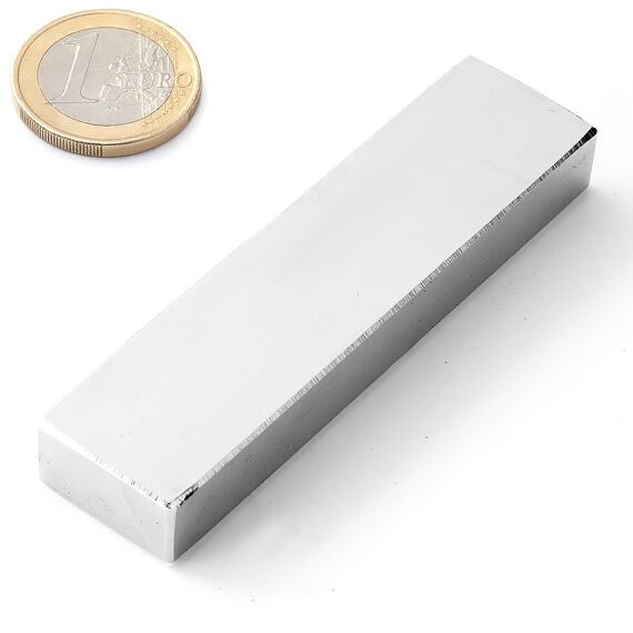 Neodymový magnet kvádr 100 × 20 × 10 mm, do 150 °C, síla 37 kg
