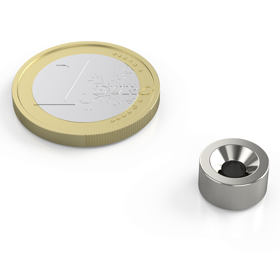 Neodymový kruhový magnet Ø 10/7-3,5 mm, v. 5 mm, M3, síla 2,3 kg