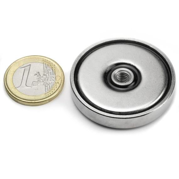 Neodymový magnetický úchyt, kruhový Ø 40 mm, vnitřní závit M6, síla 40 kg