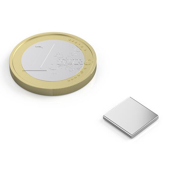 Neodymový magnet kvádr 10 × 10 × 1,2 mm, N52, síla 1 kg