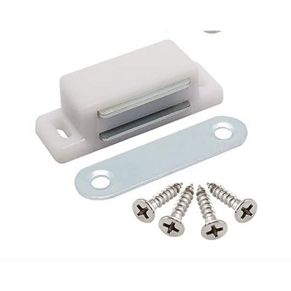 Dveřní nábytkový magnet, bílý, magnetický zámek