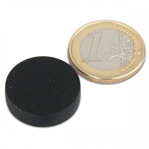 Neodymový magnet kotouč Ø 22 mm, v. 6 mm, černý, vodotěsný plast, síla 4,1 kg