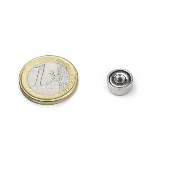 Neodymový magnetický úchyt, kruhový Ø 10 mm, vnitřní závit M3, síla 1,2 kg