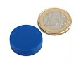 Neodymový magnet kotouč Ø 22 mm, v. 6 mm, modrý, vodotěsný plast, síla 4,1 kg
