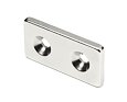 Neodymový magnet kvádr 40 × 20 × 4 mm, 2 otvory M4, síla 8,7 kg