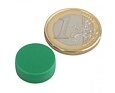 Neodymový magnet kotouč Ø 16 mm, v. 6 mm, zelený, vodotěsný plast, síla 2,6 kg