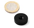 Neodymový kruhový magnet Ø 25/9-4,5 mm, v. 6 mm, vodotěsný v plastu, M4, síla 4,8 kg