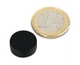Neodymový magnet kotouč Ø 16 mm, v. 6 mm, černý, vodotěsný plast, síla 2,6 kg