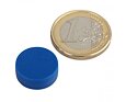 Neodymový magnet kotouč Ø 16 mm, v. 6 mm, modrý, vodotěsný plast, síla 2,6 kg