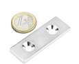 Ocelový plech 60 × 20 × 3 mm, protikus pro magnet, otvory na šroub M5 | OP-60-20-03